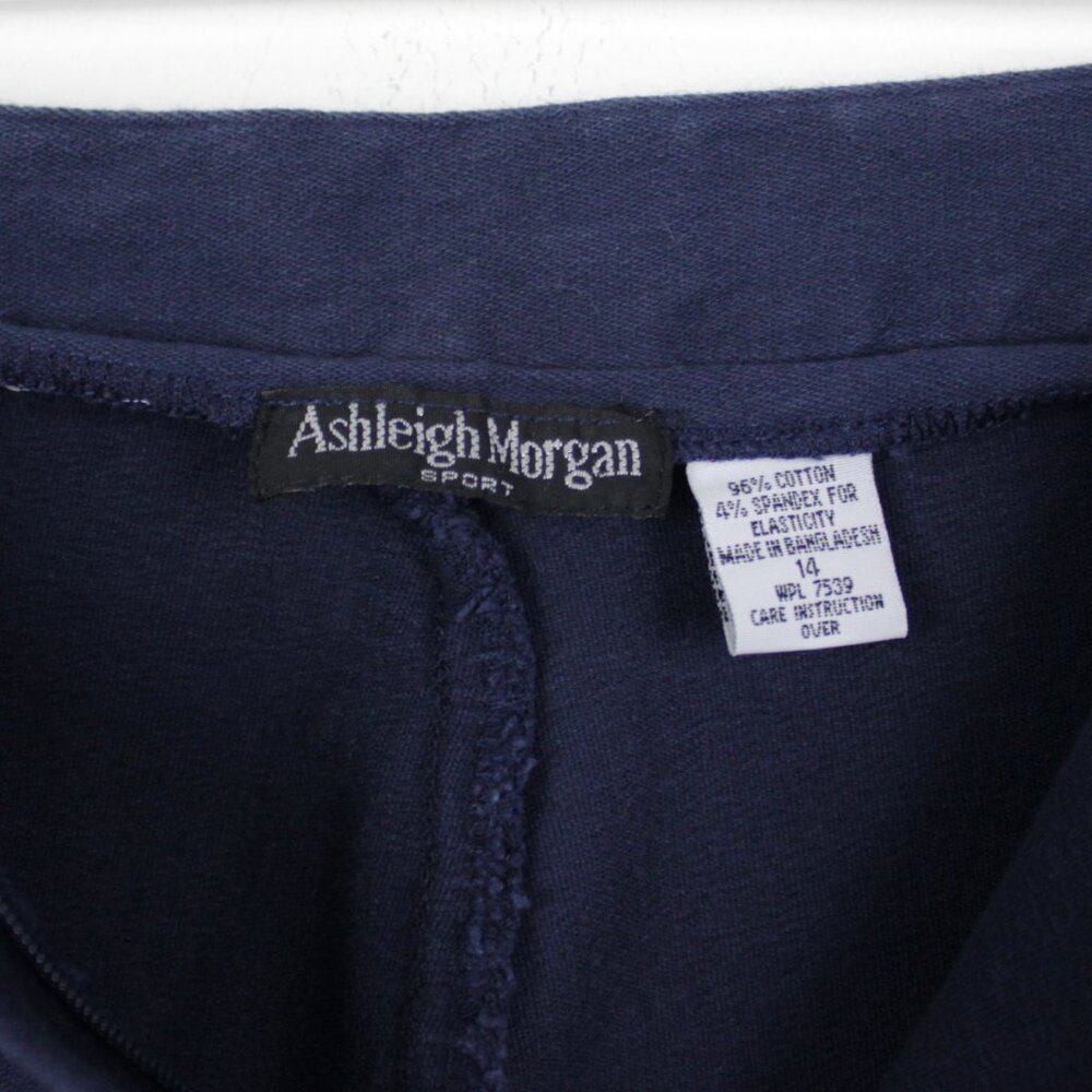 Vintage 90s Stirrup Pants High Waist Navy Blue - Size 14 • Cotton Stretch - Picture 8 of 8